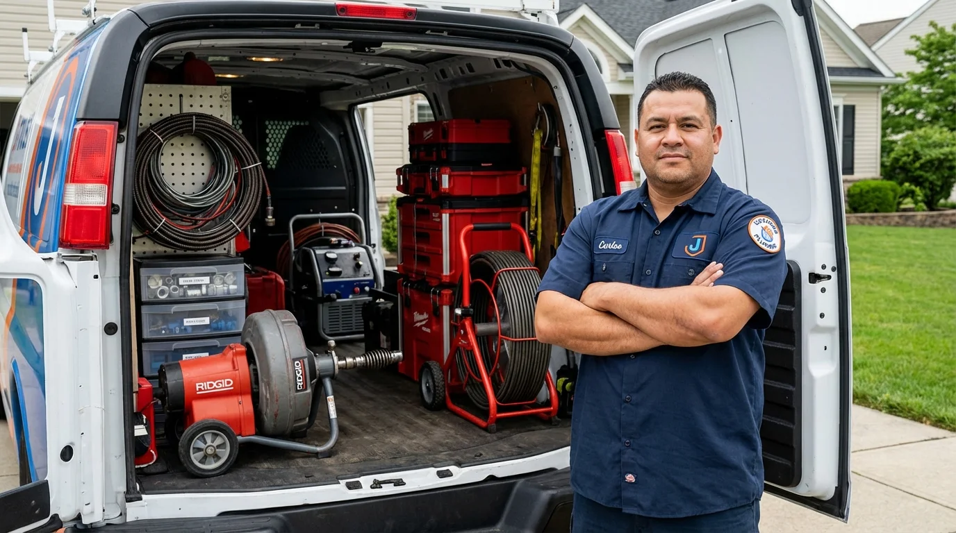 Professional drain cleaning equipment and Johns Plumbing LLC plumber in Kendallville