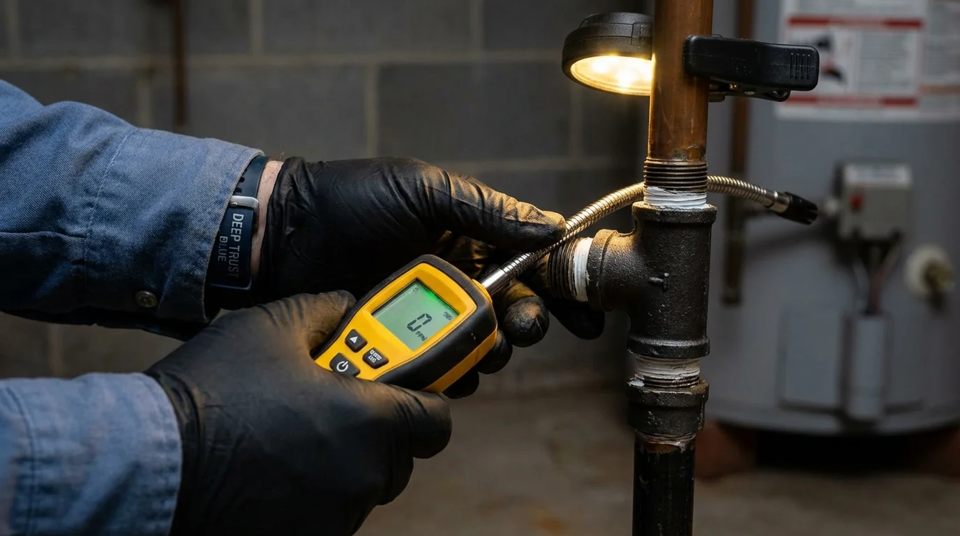 Gas leak detection with electronic sniffer by Johns Plumbing LLC in Kendallville
